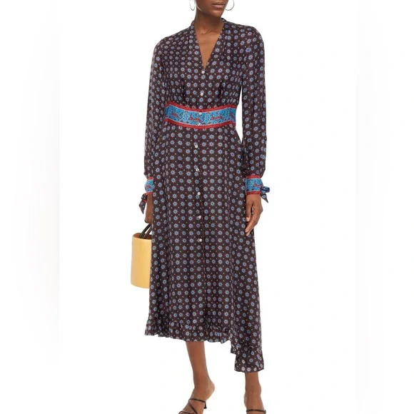 Sandro | Dresses | Sandro Silk Blue Asymmetrical Tiered Long Sleeve Dress |  Poshmark